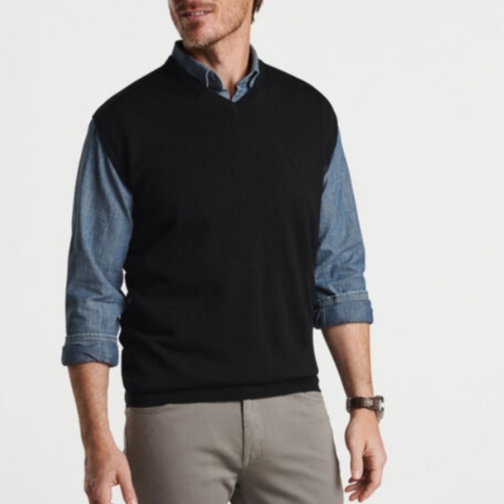 Peter Millar Autumn Crest V-Neck Vest - Black - Picture 2 of 9